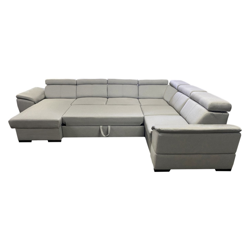GRANADA U-shaped pull-out sectional sofa with reversible corner and storage, light gray