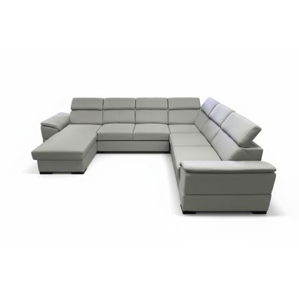 GRANADA U-shaped pull-out sectional sofa with reversible corner and storage, light gray