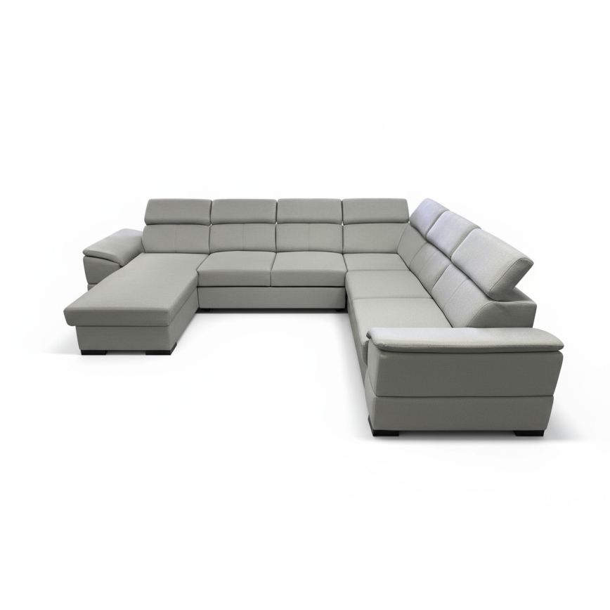 GRANADA U-shaped pull-out sectional sofa with reversible corner and storage, light gray