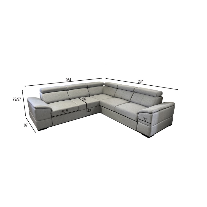 GRANADA Reversible Corner Sofa Bed with Storage — Gray