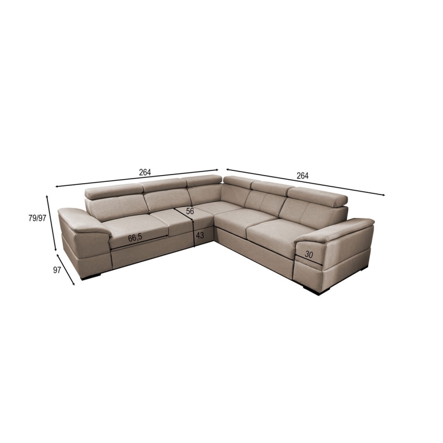 GRANADA Reversible Corner Sofa Bed with Storage — Gray