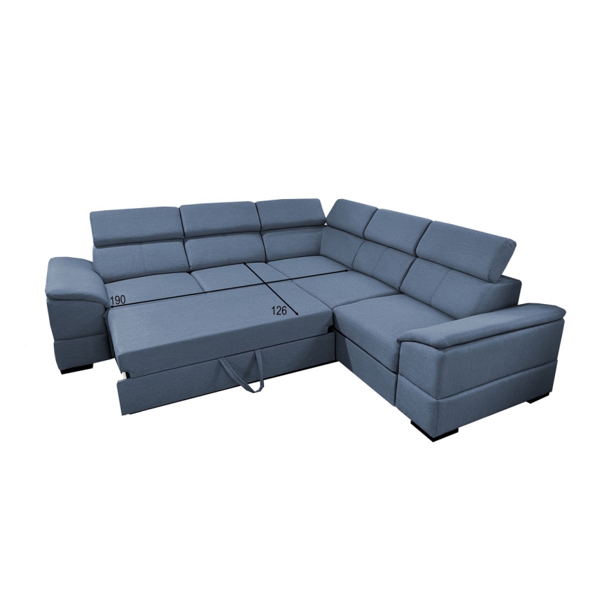 GRANADA Reversible Corner Sofa Bed with Storage, Blue