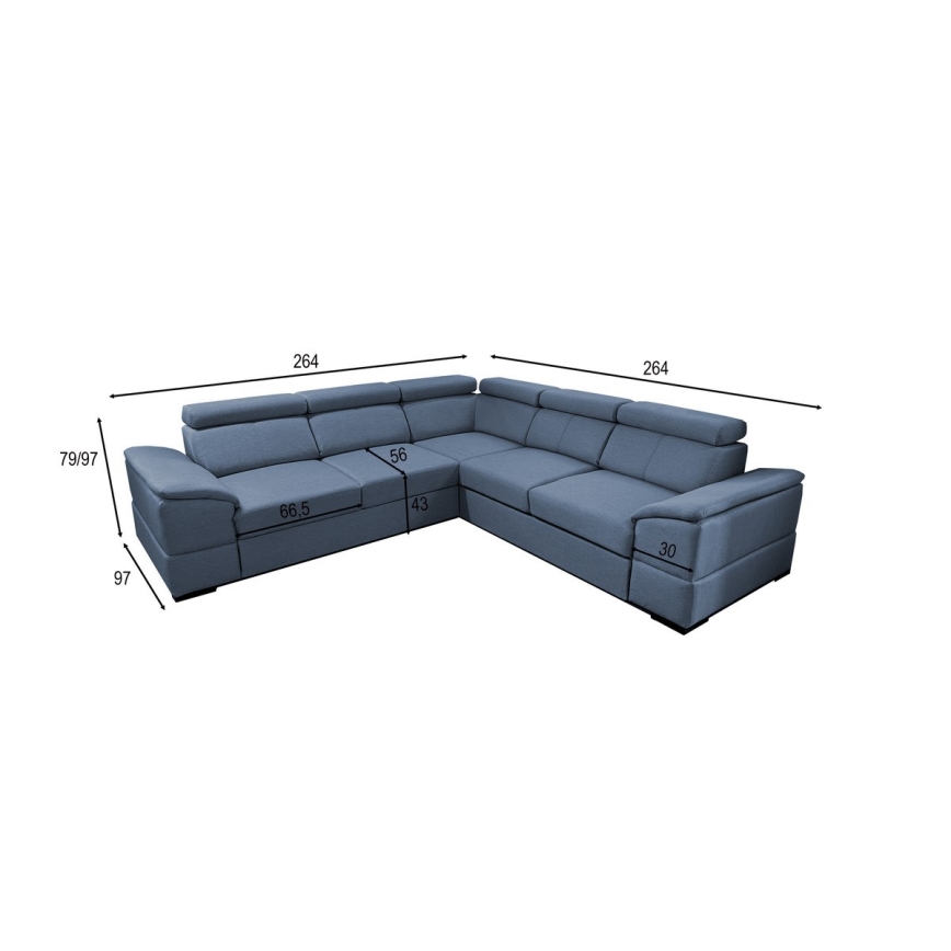 GRANADA Reversible Corner Sofa Bed with Storage, Blue