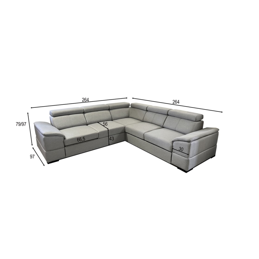 GRANADA Reversible Corner Sofa Bed with Storage, Beige