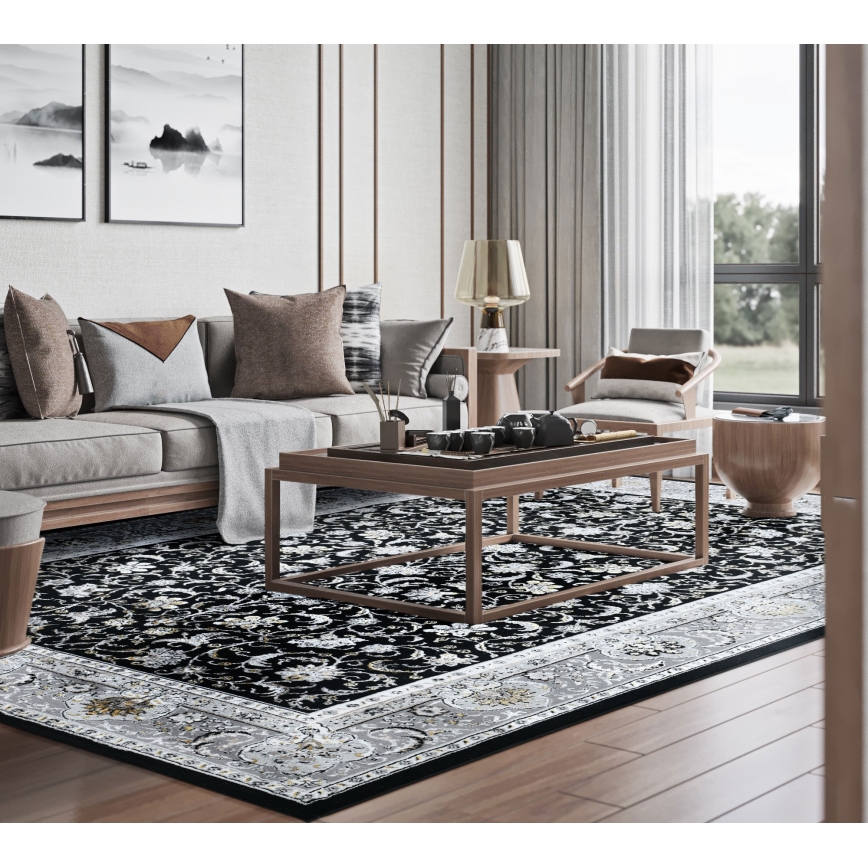 GRECE Oriental Rug 120x170 cm 2150 g/m2 Black/Silver