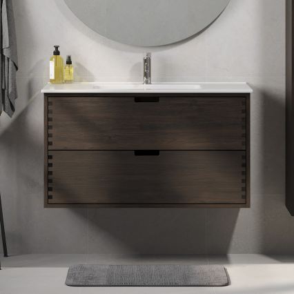 GRIBSKOV 100 cm Bathroom Vanity Unit, Brown/Oak