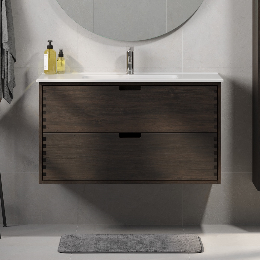 GRIBSKOV 100 cm Bathroom Vanity Unit, Brown/Oak