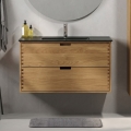 GRIBSKOV 100 cm bathroom vanity with basin, beige/oak/black