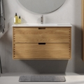 GRIBSKOV 100 cm bathroom vanity with basin beige/oak/white