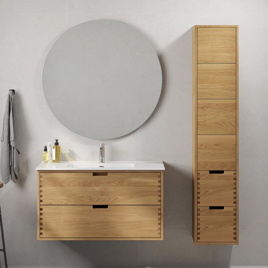 GRIBSKOV 100 cm bathroom vanity with basin beige/oak/white