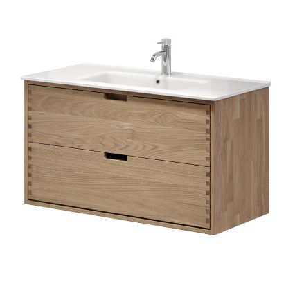 GRIBSKOV 100 cm bathroom vanity with basin beige/oak/white