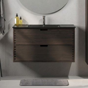 GRIBSKOV 100 cm Bathroom Vanity with Basin – Brown/Oak/Black