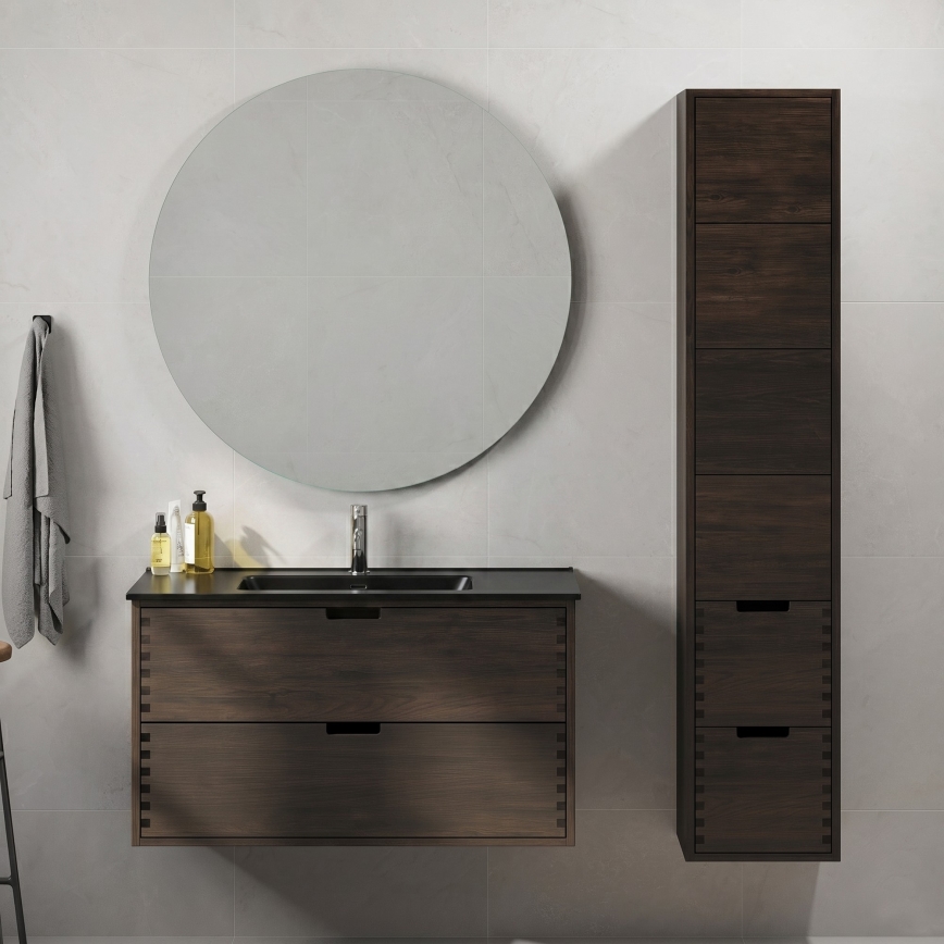 GRIBSKOV 100 cm Bathroom Vanity with Basin – Brown/Oak/Black