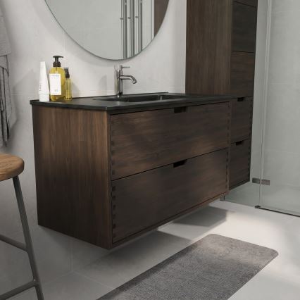 GRIBSKOV 100 cm Bathroom Vanity with Basin – Brown/Oak/Black