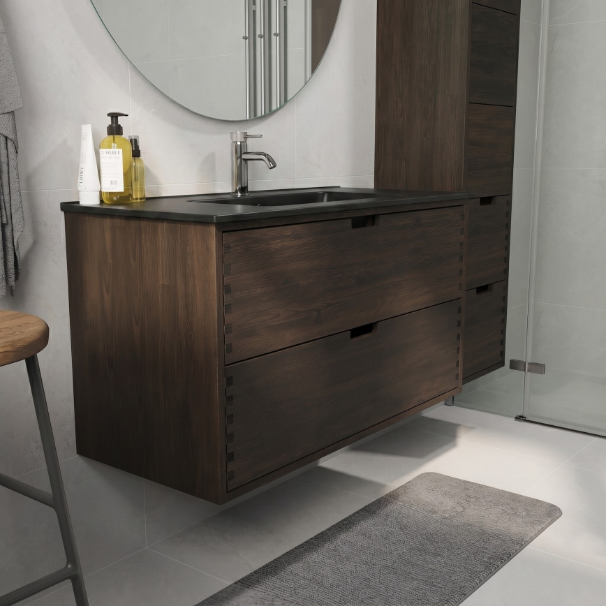 GRIBSKOV 100 cm Bathroom Vanity with Basin – Brown/Oak/Black