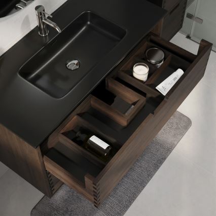 GRIBSKOV 100 cm Bathroom Vanity with Basin – Brown/Oak/Black