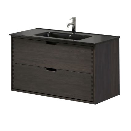 GRIBSKOV 100 cm Bathroom Vanity with Basin – Brown/Oak/Black