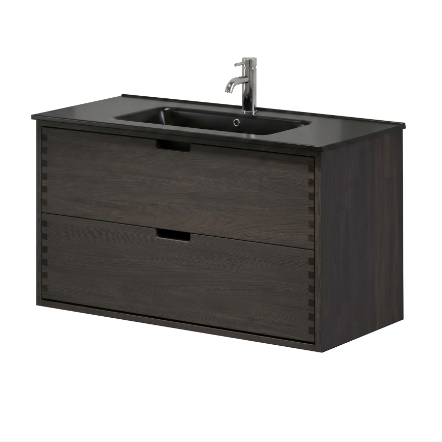 GRIBSKOV 100 cm Bathroom Vanity with Basin – Brown/Oak/Black