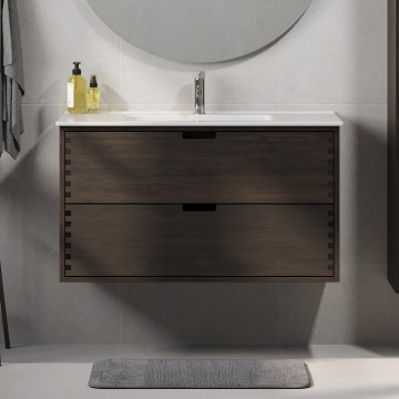 GRIBSKOV 100 cm Bathroom Vanity with Basin — Brown/Oak/White