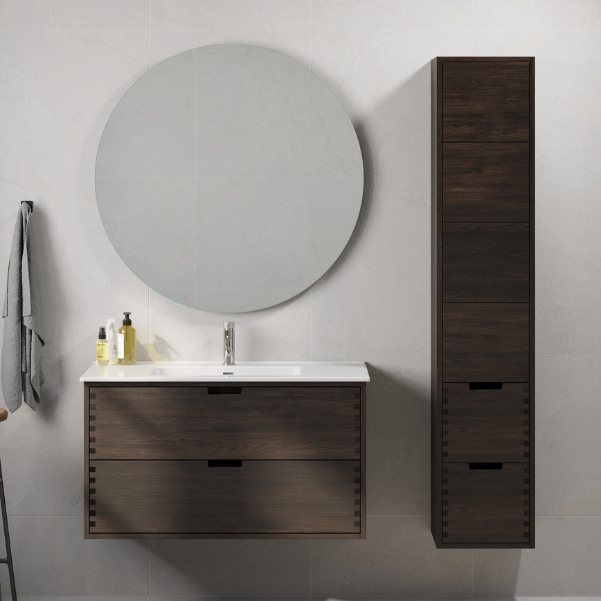 GRIBSKOV 100 cm Bathroom Vanity with Basin — Brown/Oak/White