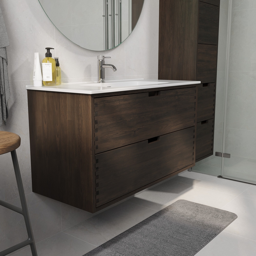 GRIBSKOV 100 cm Bathroom Vanity with Basin — Brown/Oak/White