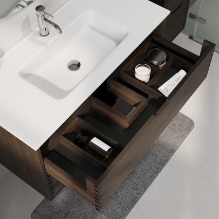 GRIBSKOV 100 cm Bathroom Vanity with Basin — Brown/Oak/White