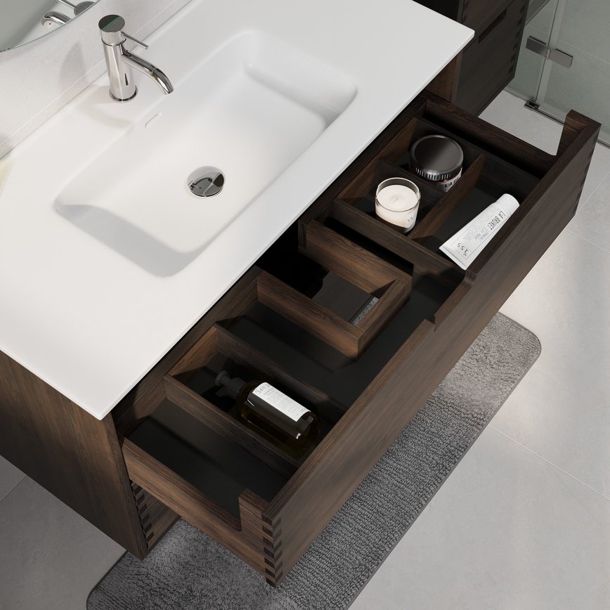 GRIBSKOV 100 cm Bathroom Vanity with Basin — Brown/Oak/White