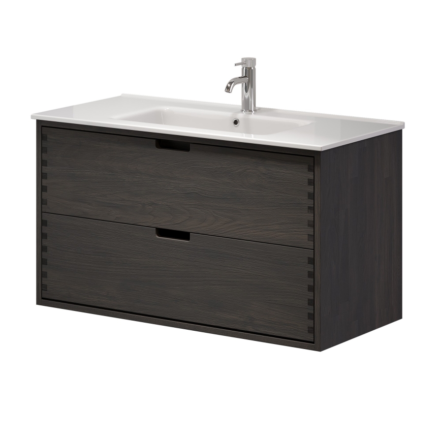 GRIBSKOV 100 cm Bathroom Vanity with Basin — Brown/Oak/White