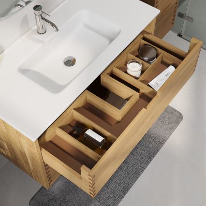 GRIBSKOV 100 cm Under-Sink Bathroom Cabinet, Beige/Oak