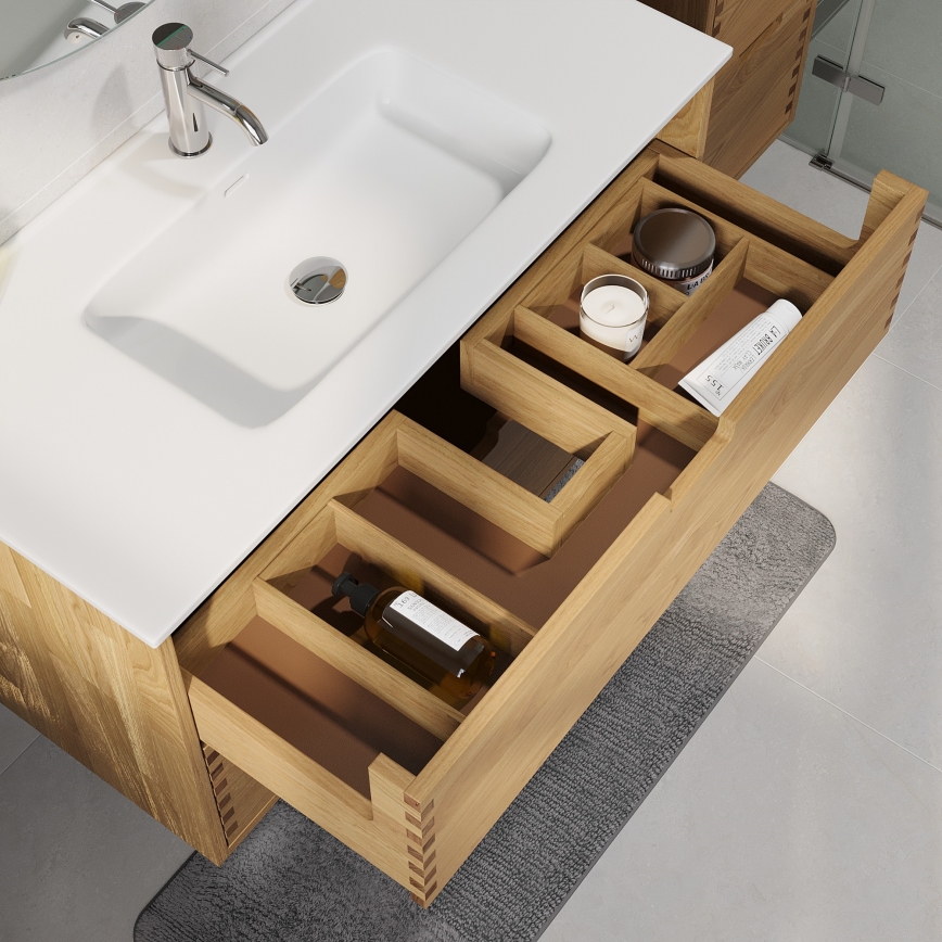 GRIBSKOV 100 cm Under-Sink Bathroom Cabinet, Beige/Oak