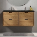 GRIBSKOV 120 cm Bathroom Cabinet with Washbasin - Beige/Oak/Black