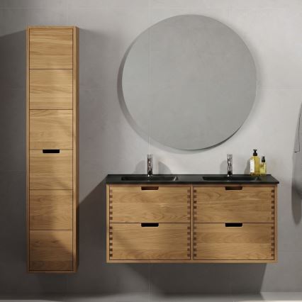 GRIBSKOV 120 cm Bathroom Cabinet with Washbasin - Beige/Oak/Black