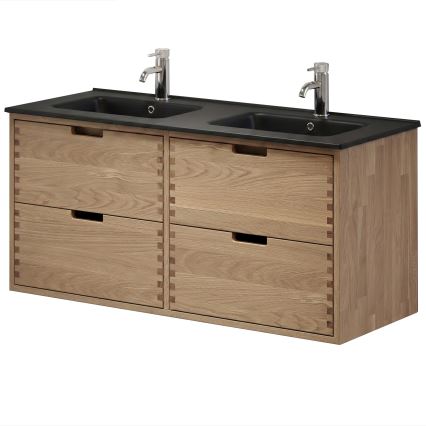 GRIBSKOV 120 cm Bathroom Cabinet with Washbasin - Beige/Oak/Black