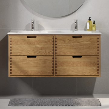 GRIBSKOV 120 cm Bathroom Vanity Unit with Basin, Beige/Oak/White