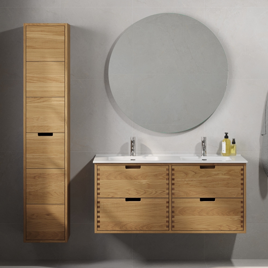 GRIBSKOV 120 cm Bathroom Vanity Unit with Basin, Beige/Oak/White
