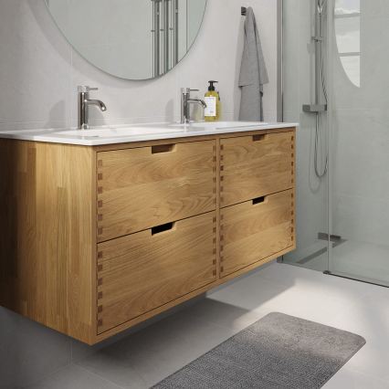 GRIBSKOV 120 cm Bathroom Vanity Unit with Basin, Beige/Oak/White