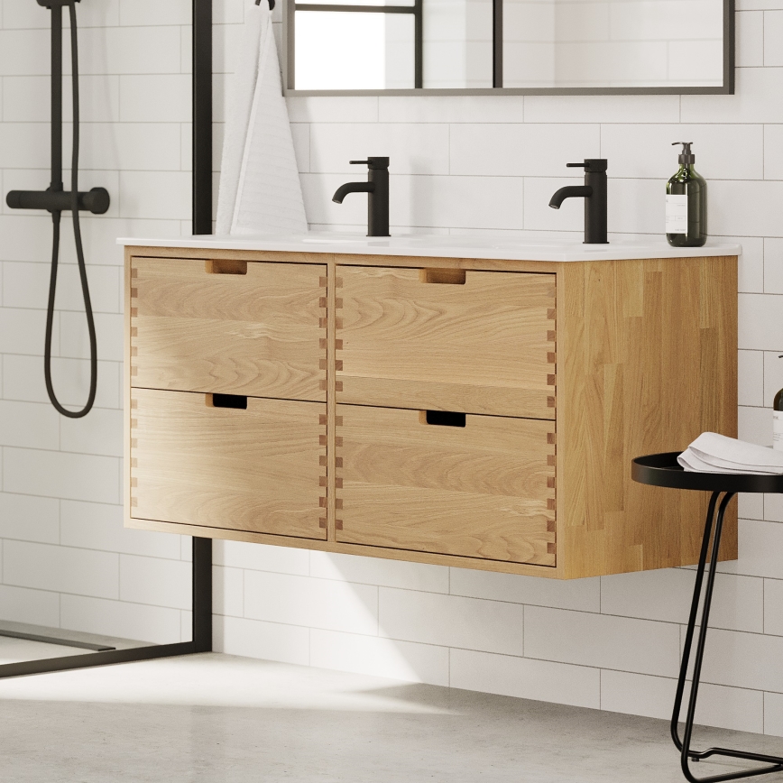 GRIBSKOV 120 cm Bathroom Vanity Unit with Basin, Beige/Oak/White