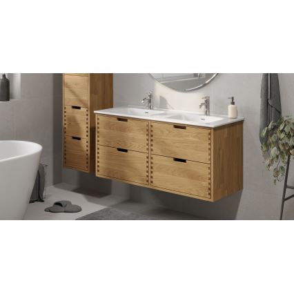 GRIBSKOV 120 cm Bathroom Vanity Unit with Basin, Beige/Oak/White