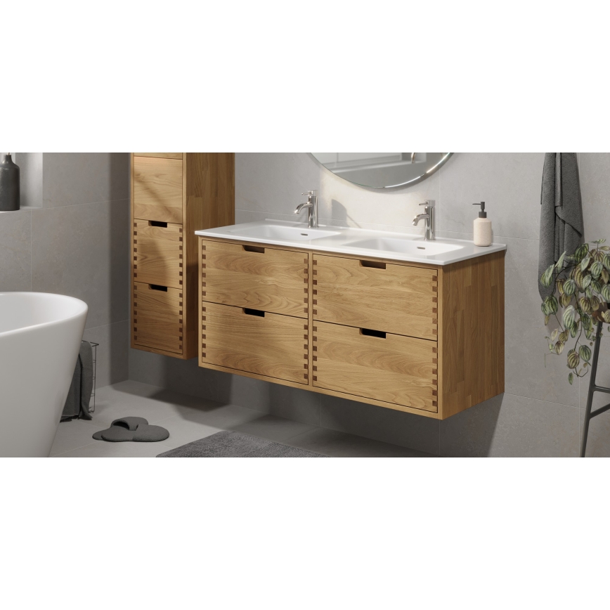 GRIBSKOV 120 cm Bathroom Vanity Unit with Basin, Beige/Oak/White