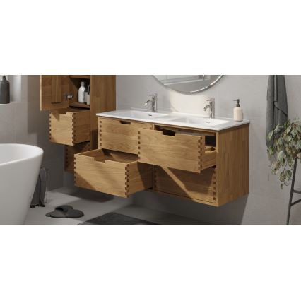 GRIBSKOV 120 cm Bathroom Vanity Unit with Basin, Beige/Oak/White