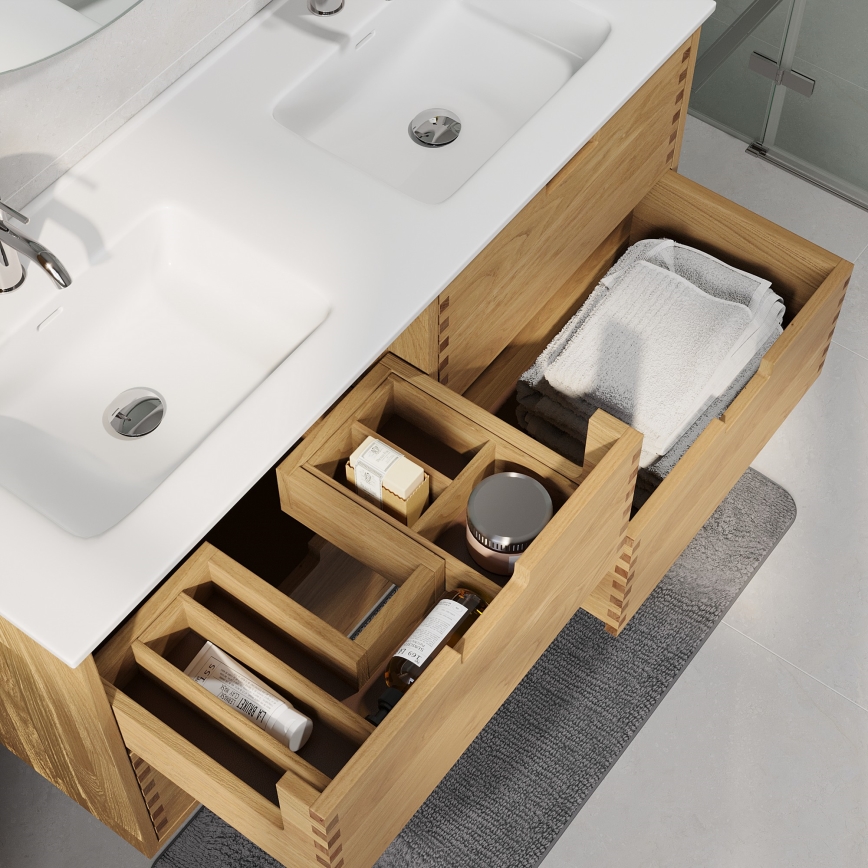 GRIBSKOV 120 cm Bathroom Vanity Unit with Basin, Beige/Oak/White