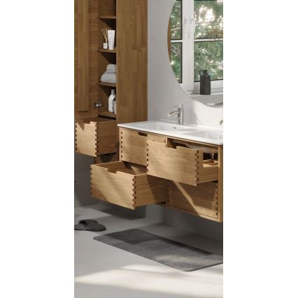 GRIBSKOV 120 cm Bathroom Vanity Unit with Basin, Beige/Oak/White