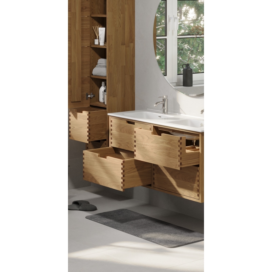 GRIBSKOV 120 cm Bathroom Vanity Unit with Basin, Beige/Oak/White
