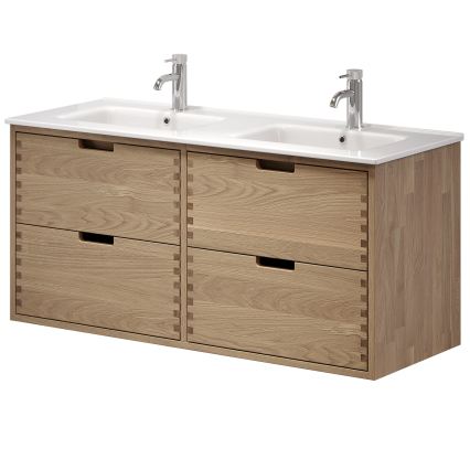 GRIBSKOV 120 cm Bathroom Vanity Unit with Basin, Beige/Oak/White