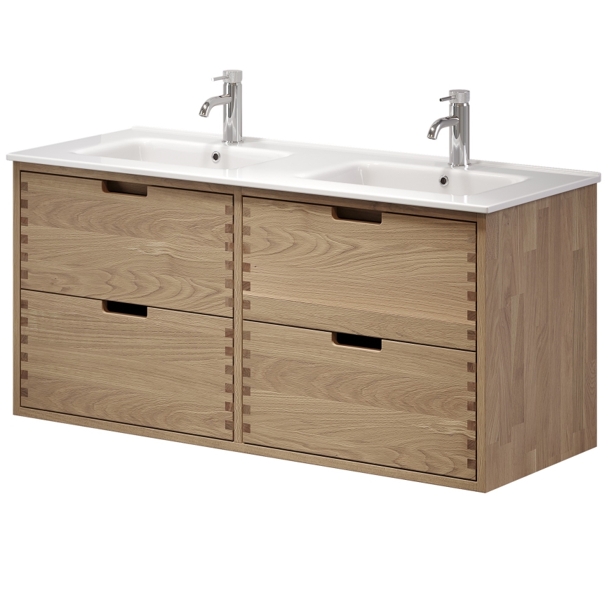 GRIBSKOV 120 cm Bathroom Vanity Unit with Basin, Beige/Oak/White