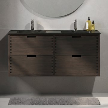 GRIBSKOV 120 cm Bathroom Vanity with Basin, Brown/Oak/Black