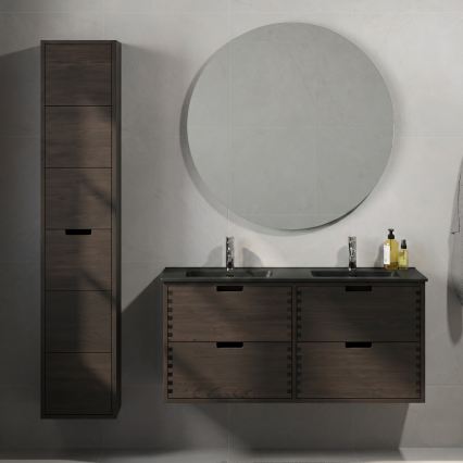 GRIBSKOV 120 cm Bathroom Vanity with Basin, Brown/Oak/Black