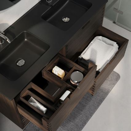 GRIBSKOV 120 cm Bathroom Vanity with Basin, Brown/Oak/Black
