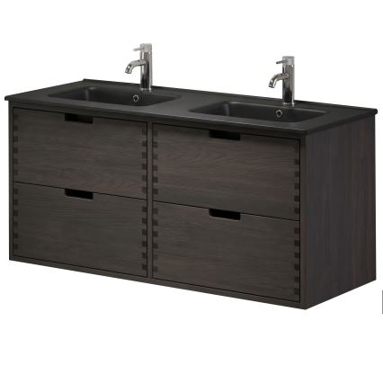 GRIBSKOV 120 cm Bathroom Vanity with Basin, Brown/Oak/Black