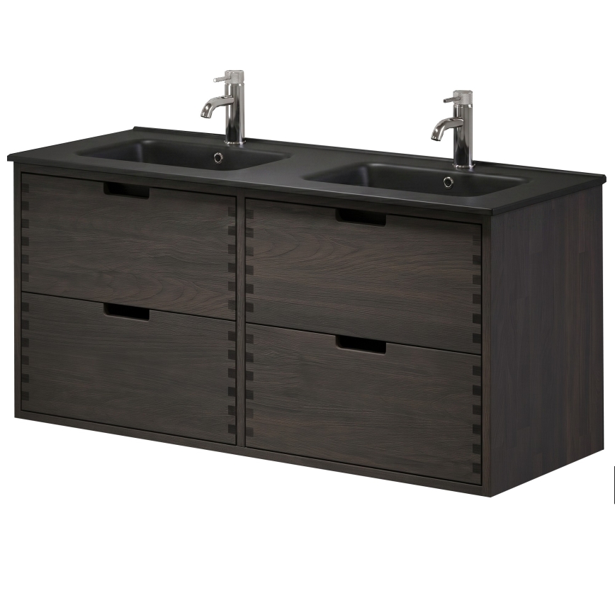 GRIBSKOV 120 cm Bathroom Vanity with Basin, Brown/Oak/Black